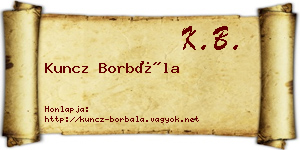 Kuncz Borbála névjegykártya