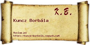 Kuncz Borbála névjegykártya